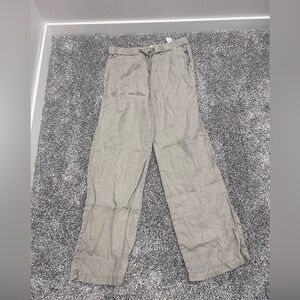 James Perse Wide Leg Relaxed Linen Pants Women 1 Beige Drawcord Designer